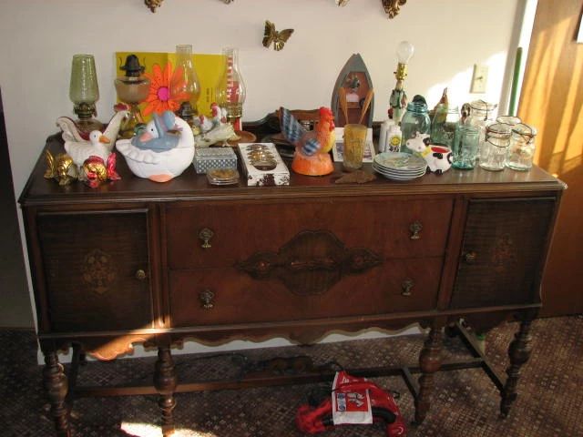 Buffet with misc. decor