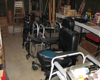 walkers and a power chair (the chair needs new batteries we believe)