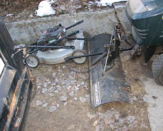 push mower for repair, plow blade