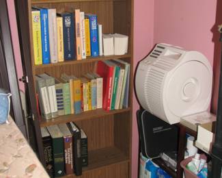 air purifier, 1 of 2 bookshelves