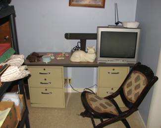 another desk, blow mold cat desk lamp and more material on the left