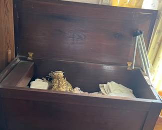 Trunk with vintage linens