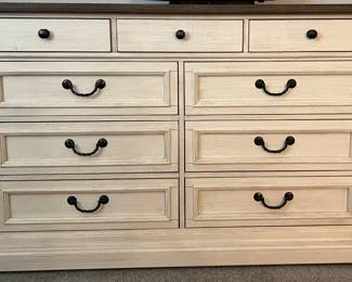 Ashley Bedroom Suite: Cal King Bed Frame, Dresser w Mirror, 2 Nightstands + an Additional Dresser, Highboy, Accent Lamps pr