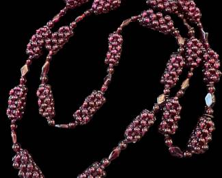 Rhodolite Garnet Popcorn Beaded Necklace