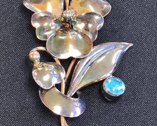 Gold Filled /Silver Pansy Brooch
