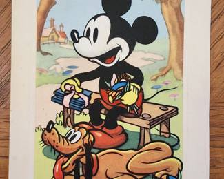 Mickey Mouse and Pluto lithograph.