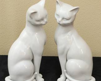 Pair of stately cat statues