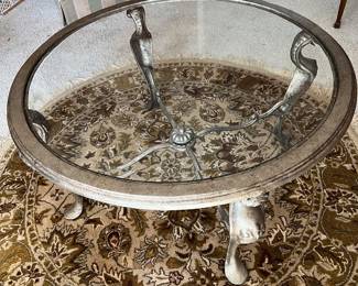 Round metal glass coffee table