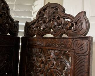 Dark wood hand carved room divider