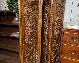 Full picture of light wood room dividers