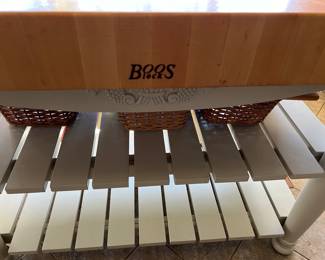 Boos Block kitchen island block with 2 shelves