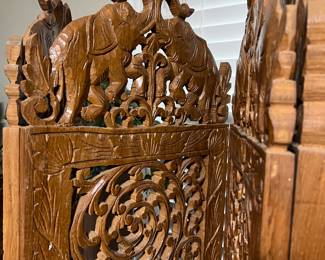 Top of light wood, hand carved, 6 panel room dividers 