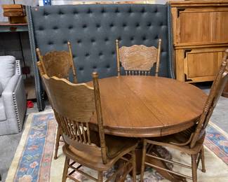 Oak dining table and chairs