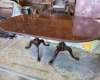 Vintage double pedestal table with 8 chairs