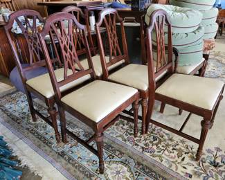 Vintage double pedestal table with 9 chairs