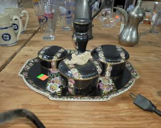 Antique porcelain vanity set