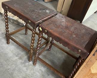 Embossed leather tables