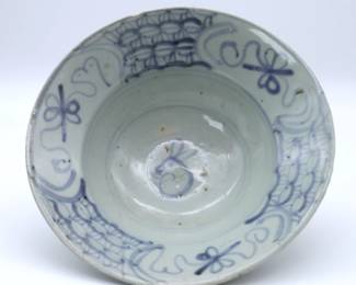 Antique Chinese Blue And White Rice Bowl