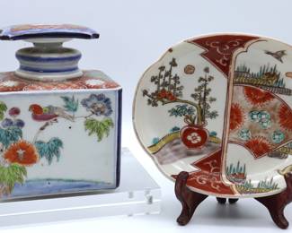 Antique Asian Tea Caddy And Platter