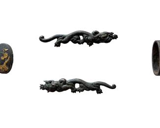 Antique Japanese Fuchi-Kashira & Menuki Unique Gift For The Weapons Collector