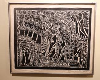 Azaria Mbatha Black And White Linocut