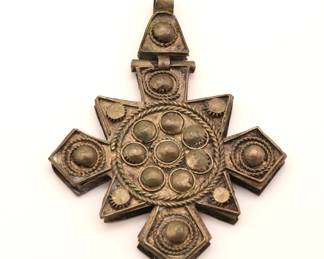 Antique Metal Ethiopian Cross Pendant