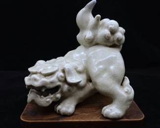 Antique Ceramic Of Guardian Lion Statue