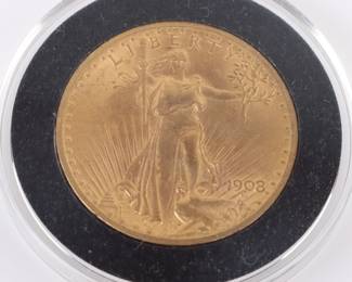 1908 st. Gaudens double eagle gold coin