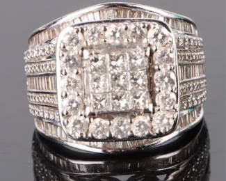 10k white gold diamond unisex ring