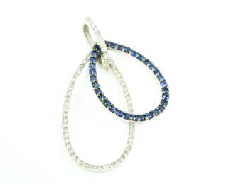14k White Gold, Diamond and Sapphire Pendant