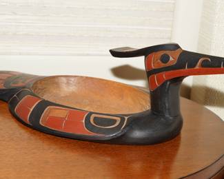 Black/Red  Bentwood Loon Bowl, Signed Larry Rosso 1973