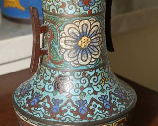 One of a Pair of Vintage Chinese Cloisonne Vases