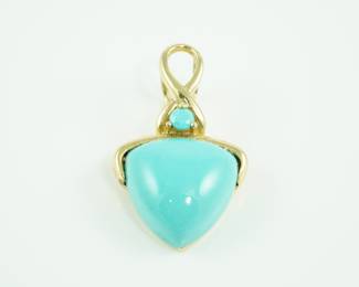 14k Yellow Gold and Larimar Pendant - Bernhard Hertz