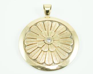 Watson Honanie (Hopi) 14k, Sterling and Diamond Large Pendant