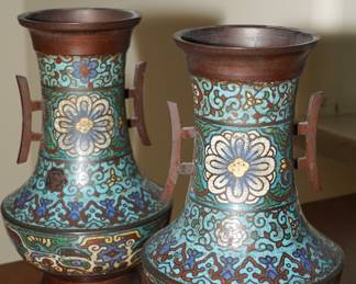 Pair of Vintage Cloisonné Vases