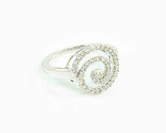 14k White Gold and Diamond Nautilus Ring