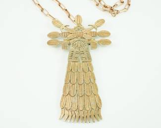Watson Honanie (Hopi) 14k, Sterling Corn Maiden Large Necklace/Pin