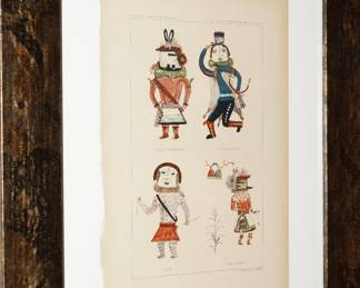 One of 12 Framed Bureau of American Ethology Colored Plate Hopi Prints 