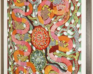 "Bush Banana & Snake Dreaming" Original Painting by Eunice Napangardi (Australia)