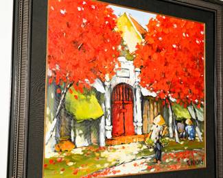 "Red Flowery Season" Original Oil Painting by Dao Hai Phong; Purchased from Dragon Gallery; 90cm x 95cm