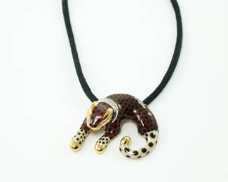 SLC Sterling Enameled Vermeil Jaguar Slide Pendant