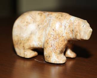 Tan Carved Granite Fetish Bear 