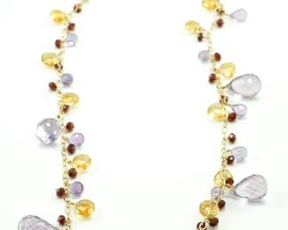 14k Yellow Gold, Amethyst, & Gemstone Necklace
