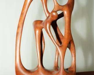 Abstract Figural Wood Sculpture - Signed Vincent Joseph Eudovic