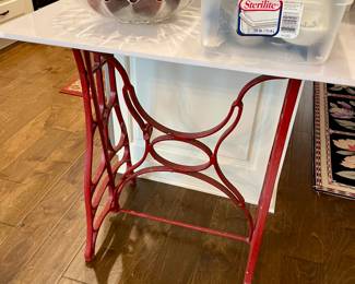 iron sewing machine base with marble top