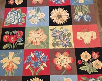 5 x 8 floral wool hooked rug