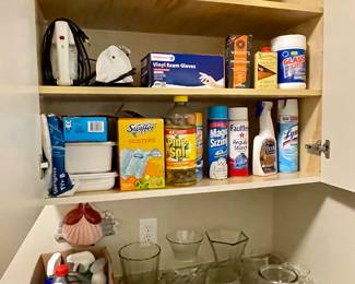 cleaning supplies, glass vases