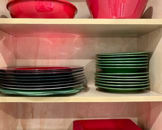 lots of red dishware