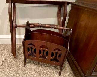 mahogany magazine rack, luggage rack