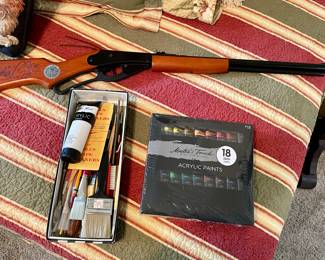 painting/art supplies, Red Ryder BB gun